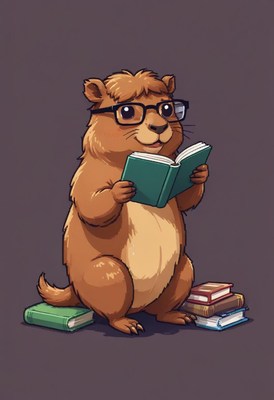 Cute animal reading books with glasses in a cozy setting