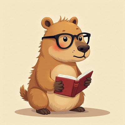 Cute bear reading a book in a cozy setting