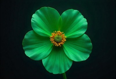 Vibrant green flower on dark background