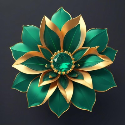 Beautiful green and gold decorative flower design