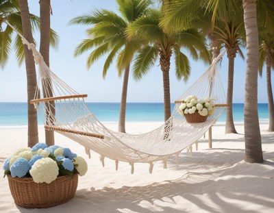 Relaxing in a hammock by the tropical sea