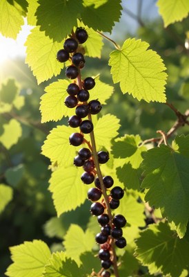 Grapes growing on a vine in sunlight during summer months