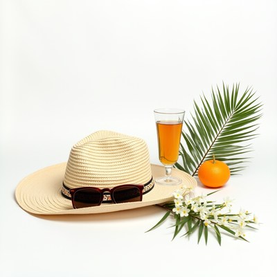 Enjoying a refreshing drink with summer essentials