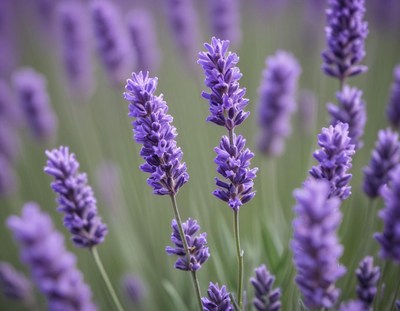 Lavender blooms swaying gently in a sunny field