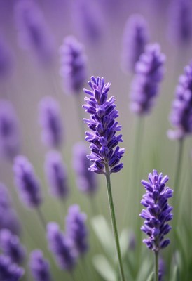 Lavender blooms in a tranquil garden setting