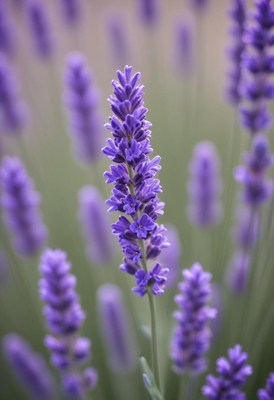 Vibrant lavender blooming in a serene garden setting