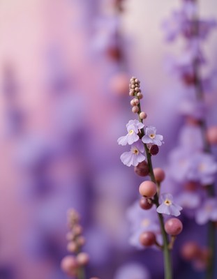 Beautiful purple flowers blooming in soft light