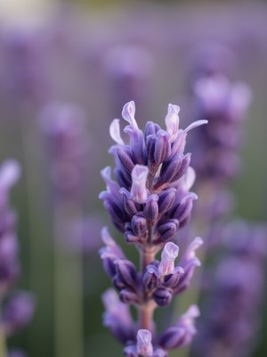 Close-up view of blooming lavender flowers in a garden