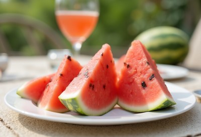 Freshly sliced watermelon on a plate during summer
