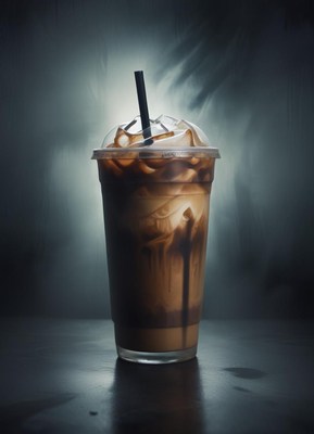 Refreshing iced coffee beverage in stylish glass cup