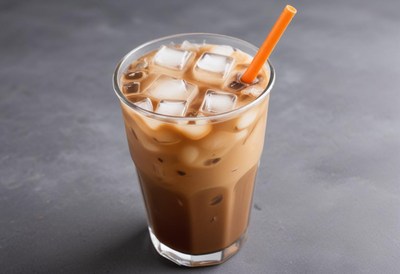 Refreshing iced coffee in a tall glass