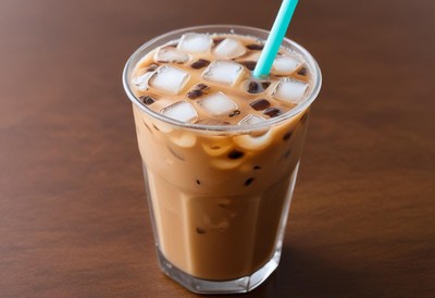 Refreshing iced coffee with ice cubes served in clear glass