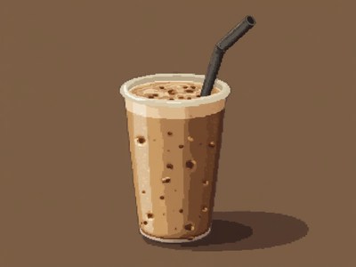 Refreshing iced coffee with straw against a brown background