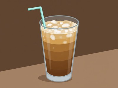 Delicious iced coffee served in a tall glass with straw