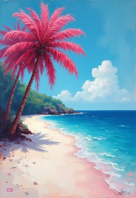Bright tropical beach under a clear blue sky