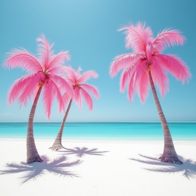 Colorful palm trees on a tropical beach during daylight