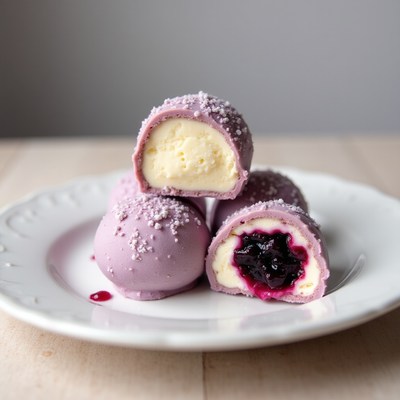 Delicious dessert made of sweet ice cream and berry filling