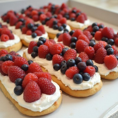 Delicious berry-topped pastries arranged on a tray