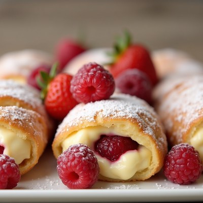 Delicious pastry filled with cream and fresh berries