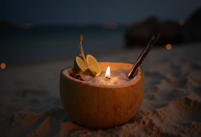 Relaxing evening by the beach with a candlelit bowl