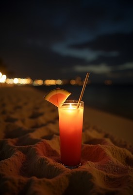 Relaxing evening with a refreshing drink on the beach
