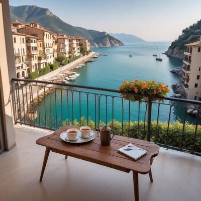 Enjoying breakfast with a view at the seaside balcony
