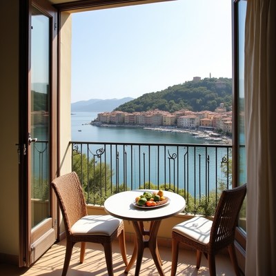 Enjoying a serene morning view from a coastal balcony