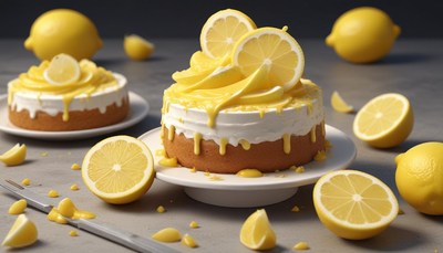 Delicious lemon cake with bright yellow toppings