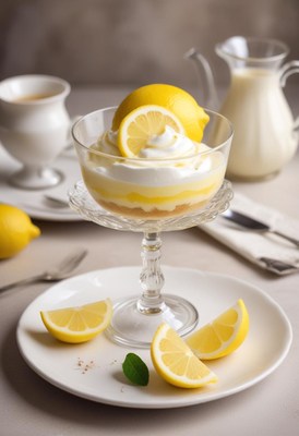 Delicious lemon dessert displayed elegantly on a table