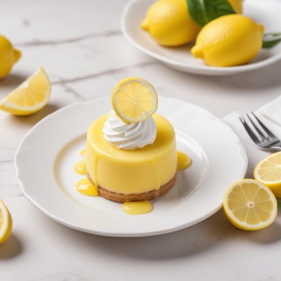 Delicious lemon dessert served on a white plate