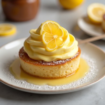 Delightful lemon dessert with cream and syrup