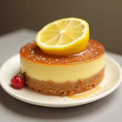 Delightful lemon cheesecake with a caramel topping