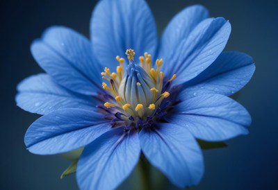 Beautiful blue flower blooming in natural light