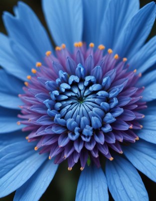 Stunning close-up of a blue and purple flower in bloom