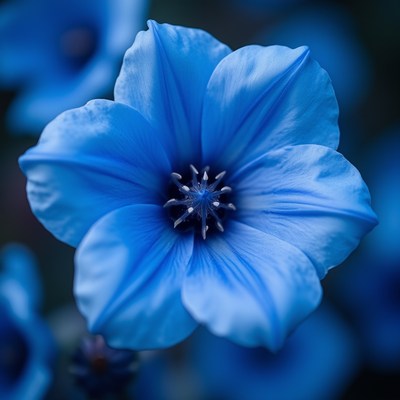 Vibrant blue flower in lush natural setting