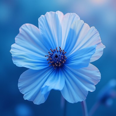 Beautiful blue flower with a blurred backdrop