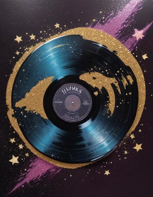 Unique decorative vinyl record art with glitter effects