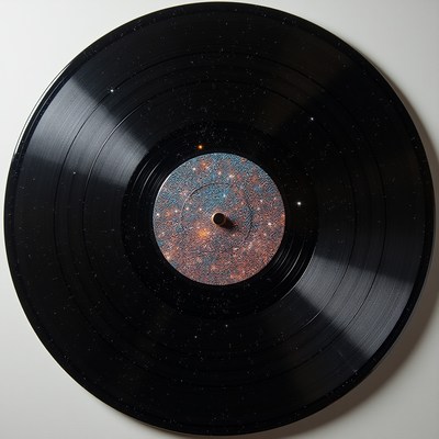 Vinyl record displayed on a white background