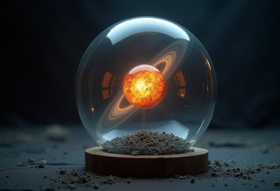 Artistic depiction of a celestial body in glass