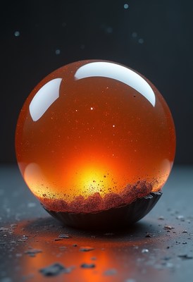 Glowing orange orb on a textured surface