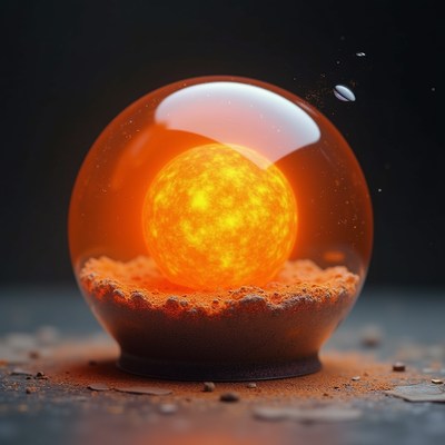 Glowing orb with radiant sun inside on dark background