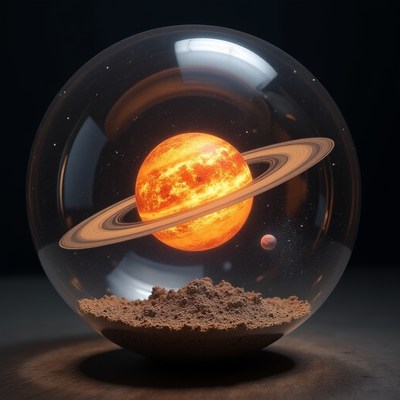 Unique glass orb showcasing a vibrant planet scene