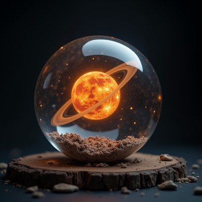 Stunning glass orb showcases a glowing celestial scene