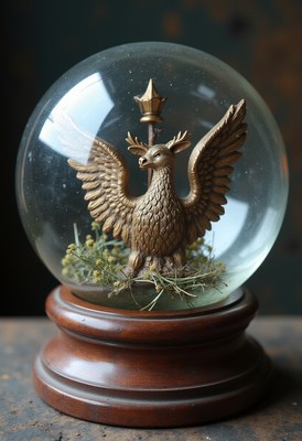 Unique decorative globe featuring a mythical creature