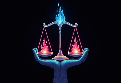 Balance between fire and ice captured in symbolic art