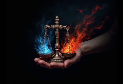 Balancing justice with fire and ice in creative art