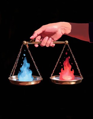 Balance of elements with fire and water metaphor