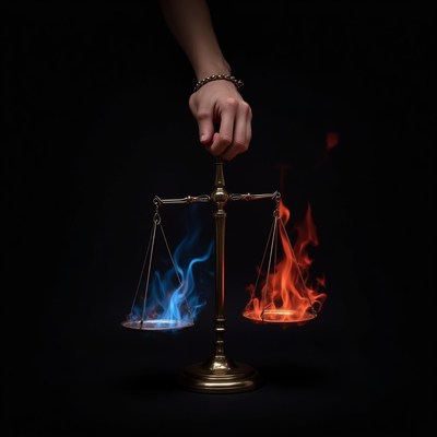 Balancing elements of fire and water in symbolism