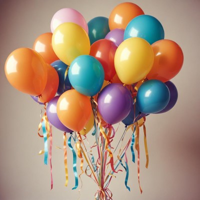 Colorful helium balloons for festive celebrations