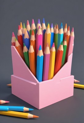 Colorful pencils arranged in a vibrant display
